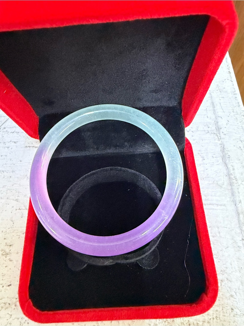 Beautiful Natural Lavender-Blue Jade Bangle Bracelet